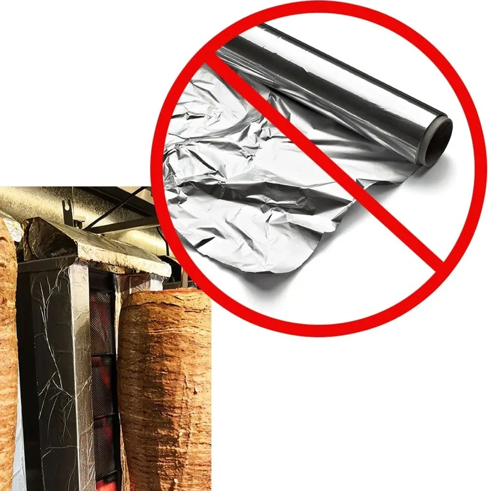 Gril na gyros/kebab - 5 hořáků (pohyblivých) - max. 80 kg - vč. ochranného plechu a křídlových dvířek