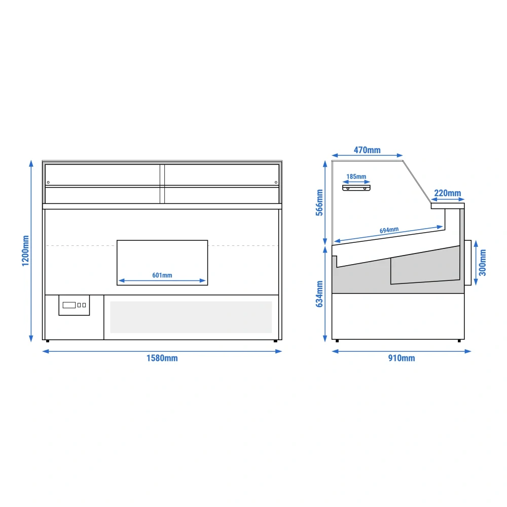 Chladicí pult - 1580 mm - 290L - s LED osvětlením a 1 policí