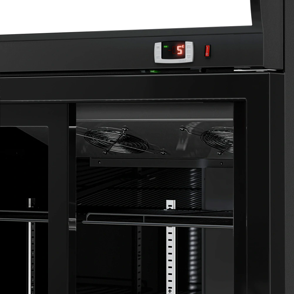 Lednice na nápoje černá - 880L - se 2 posuvnými skleněnými dveřmi