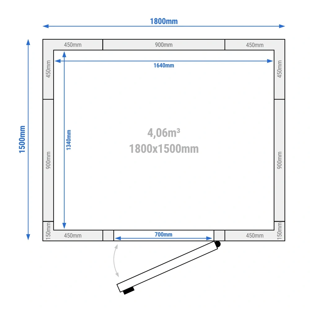 Chladicí box - 1,8 x 1,5 m - výška: 2,01 m - 4,06 m³