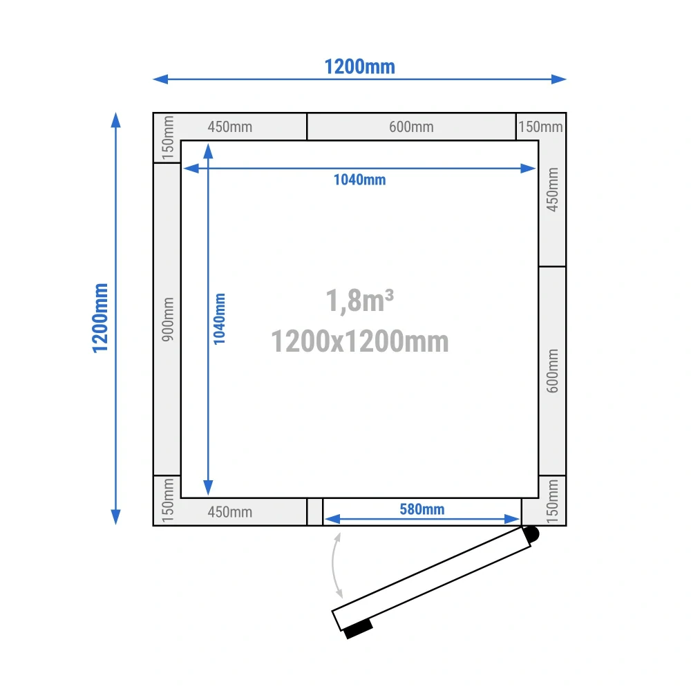 Chladicí box - 1,2 x 1,2 m - výška: 2,01 m - 1,8 m³