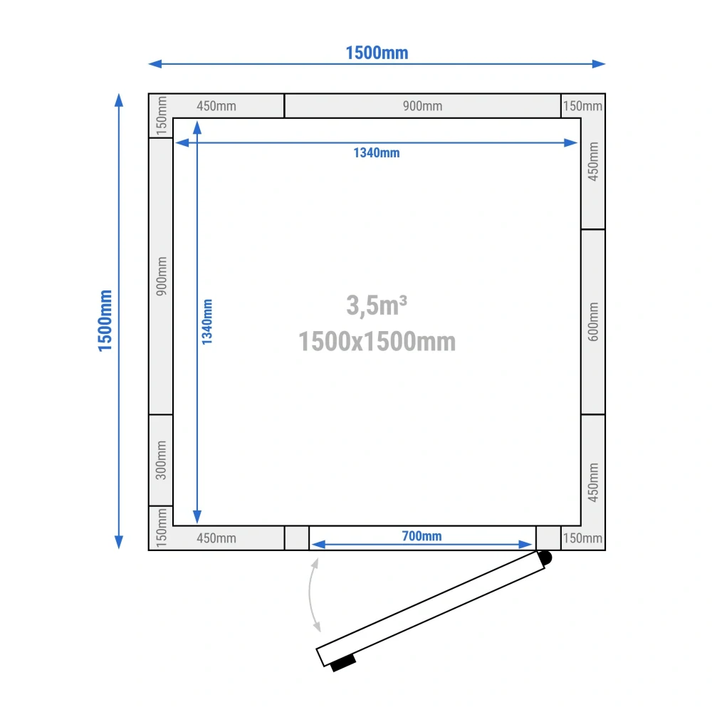 Chladicí box - 1,5 x 1,5 m - výška: 2,01 m - 3,5 m³