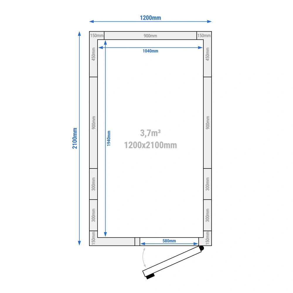 Chladicí box - 1,2 x 2,1 m - výška: 2,01 m - 3,7 m³