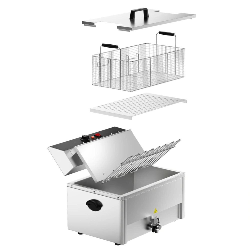 Elektrická fritéza na rybu 20,4L - s vypouštěcím kohoutkem