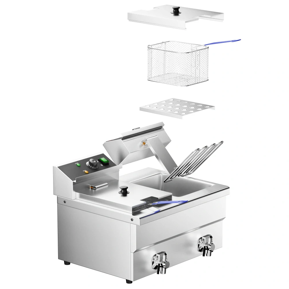 Elektrická dvojitá fritéza - 8+8 litrů - 6,5 kW - s vypouštěcím kohoutem