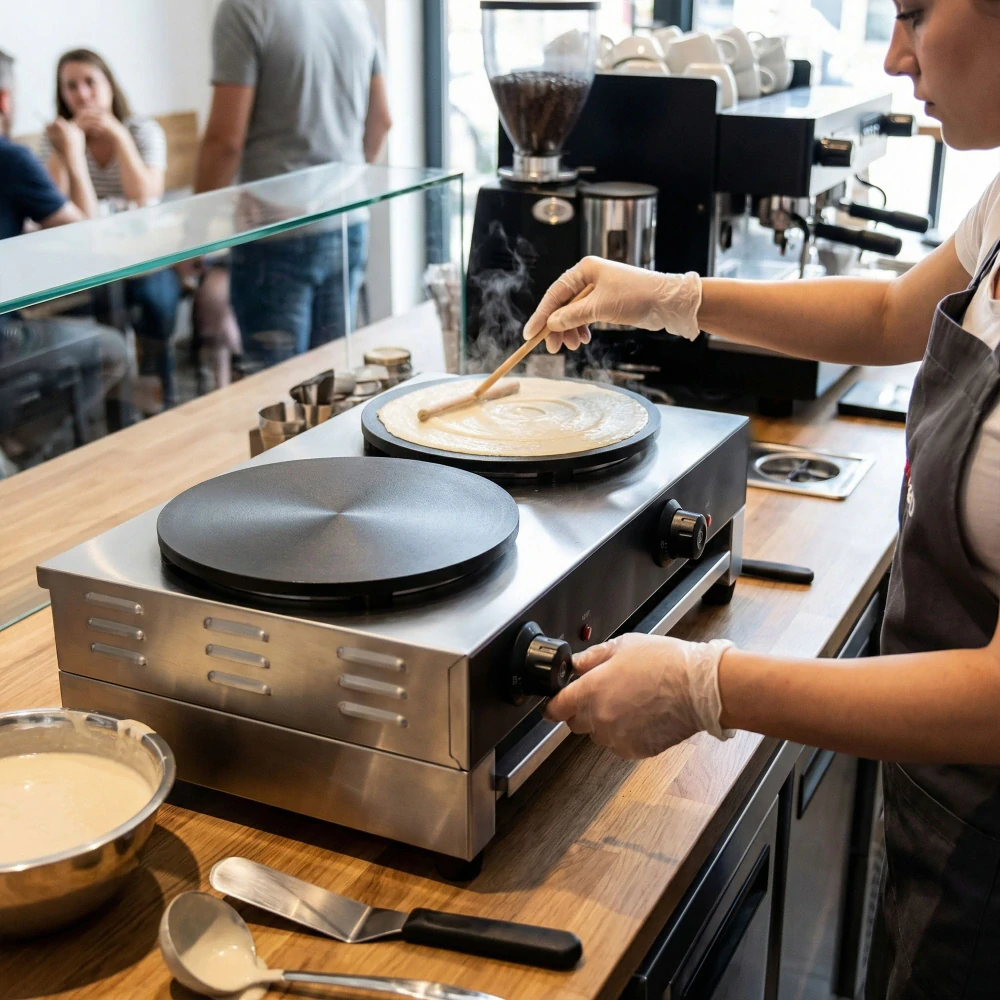 Palačinkovač - manuální ovládání - se 2 plotýnkami - Ø 400 mm