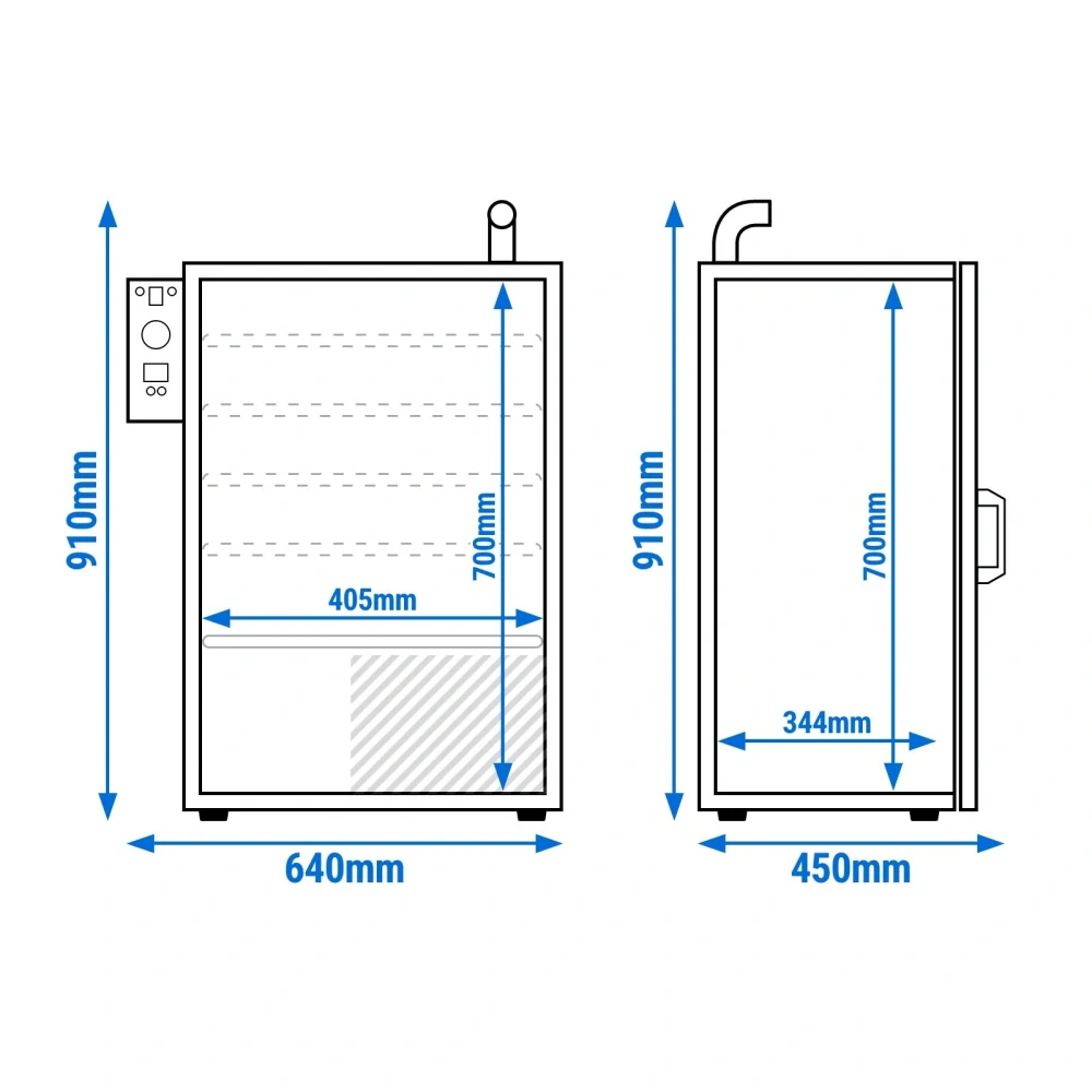 Udírna - digitální - 500x450x915 mm - s 4 policemi