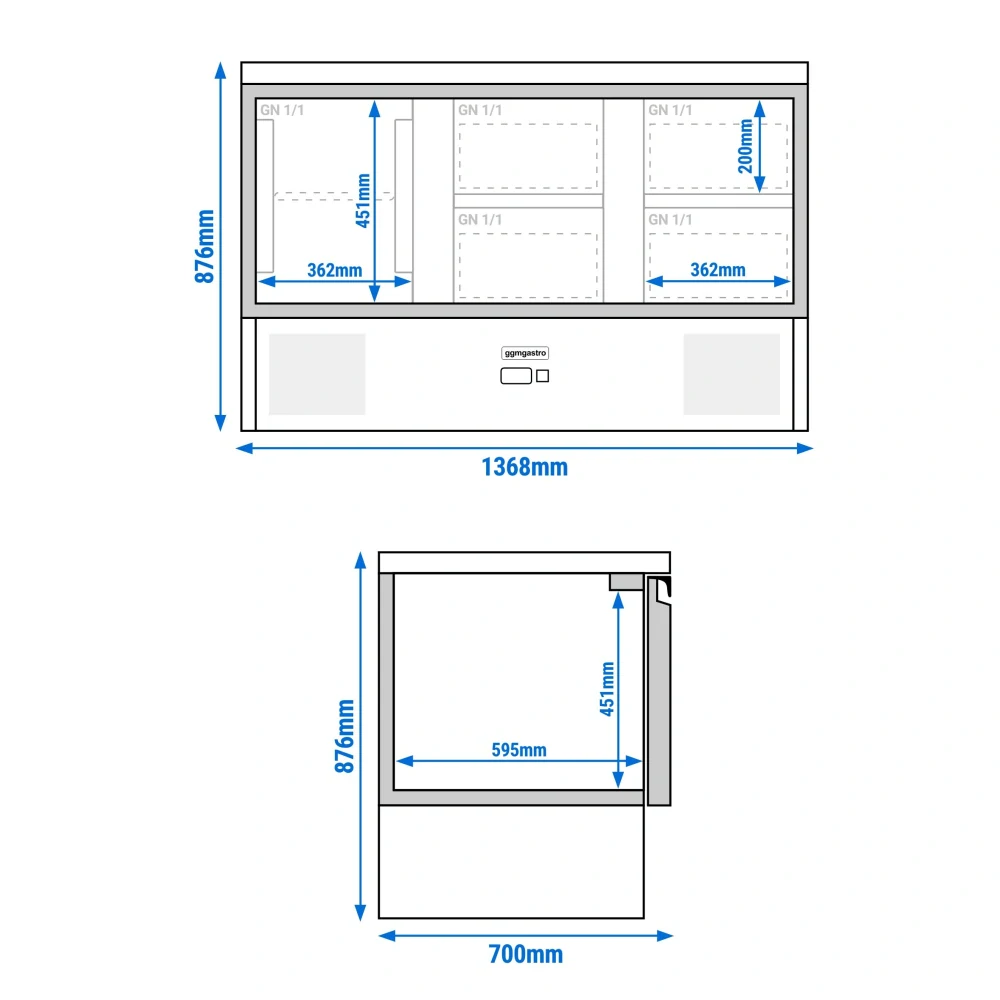 Chladicí stůl PREMIUM - 1370x700 mm - 1 dveře - 4 zásuvky