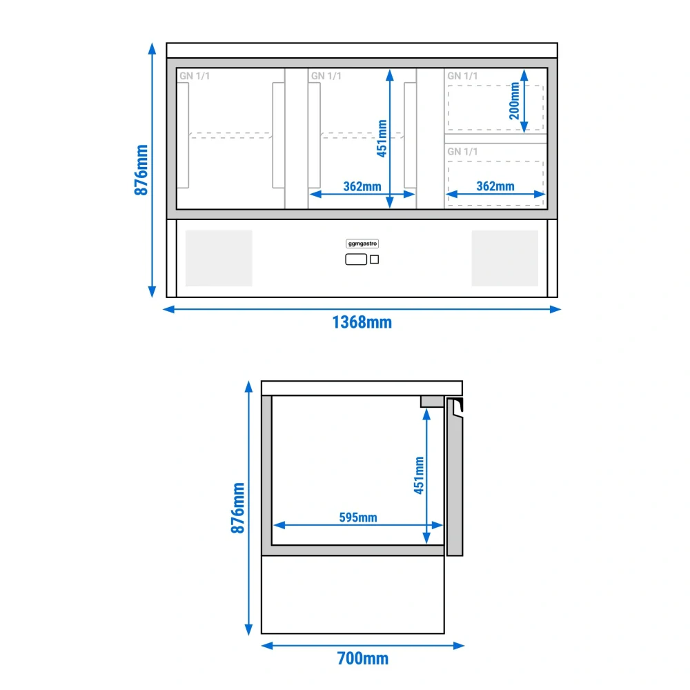 Chladicí stůl PREMIUM - 1370x700 mm - 2 dveře