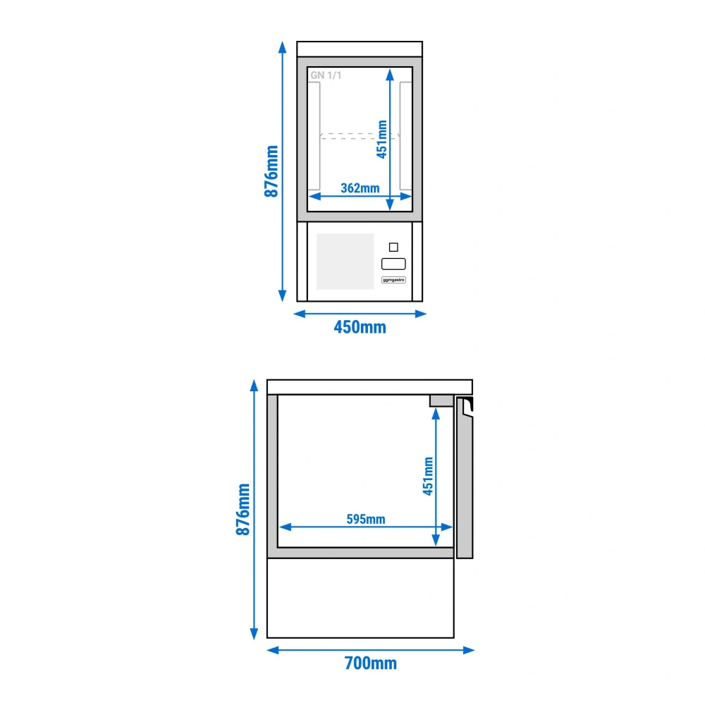 Chladicí stůl PREMIUM - 450x700 mm - s 1 dveřmi