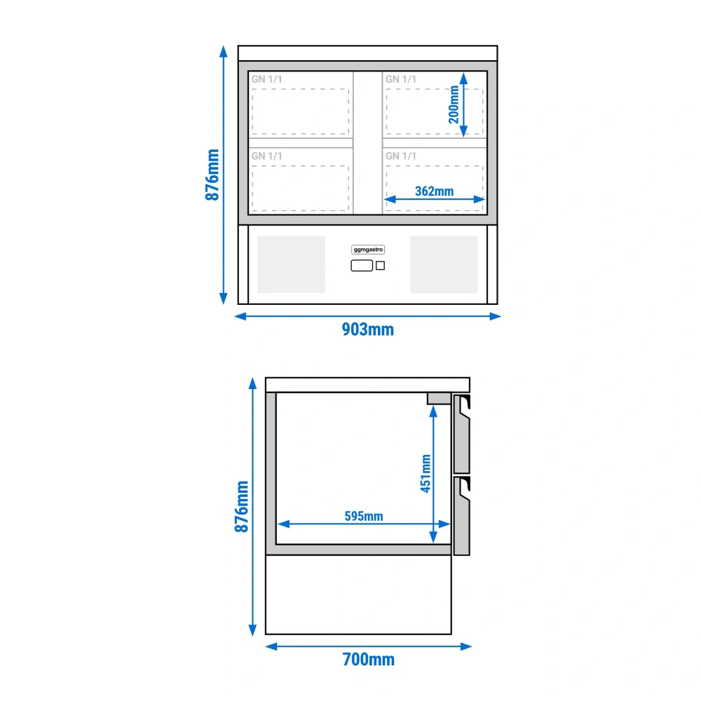 Chladicí stůl PREMIUM - 900x700 mm - se 4 zásuvkami