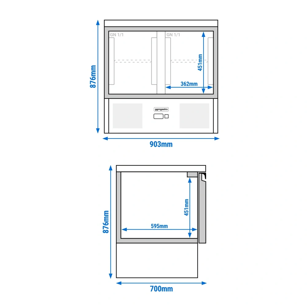 Chladicí stůl PREMIUM - 903x700x876 mm - 240 l - s 2 dveřmi