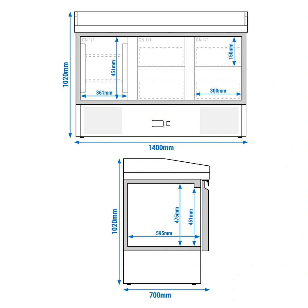 Chladicí stůl na pizzu ECO - 1400x700 mm - se 1 dveřmi a 4 zásuvkami