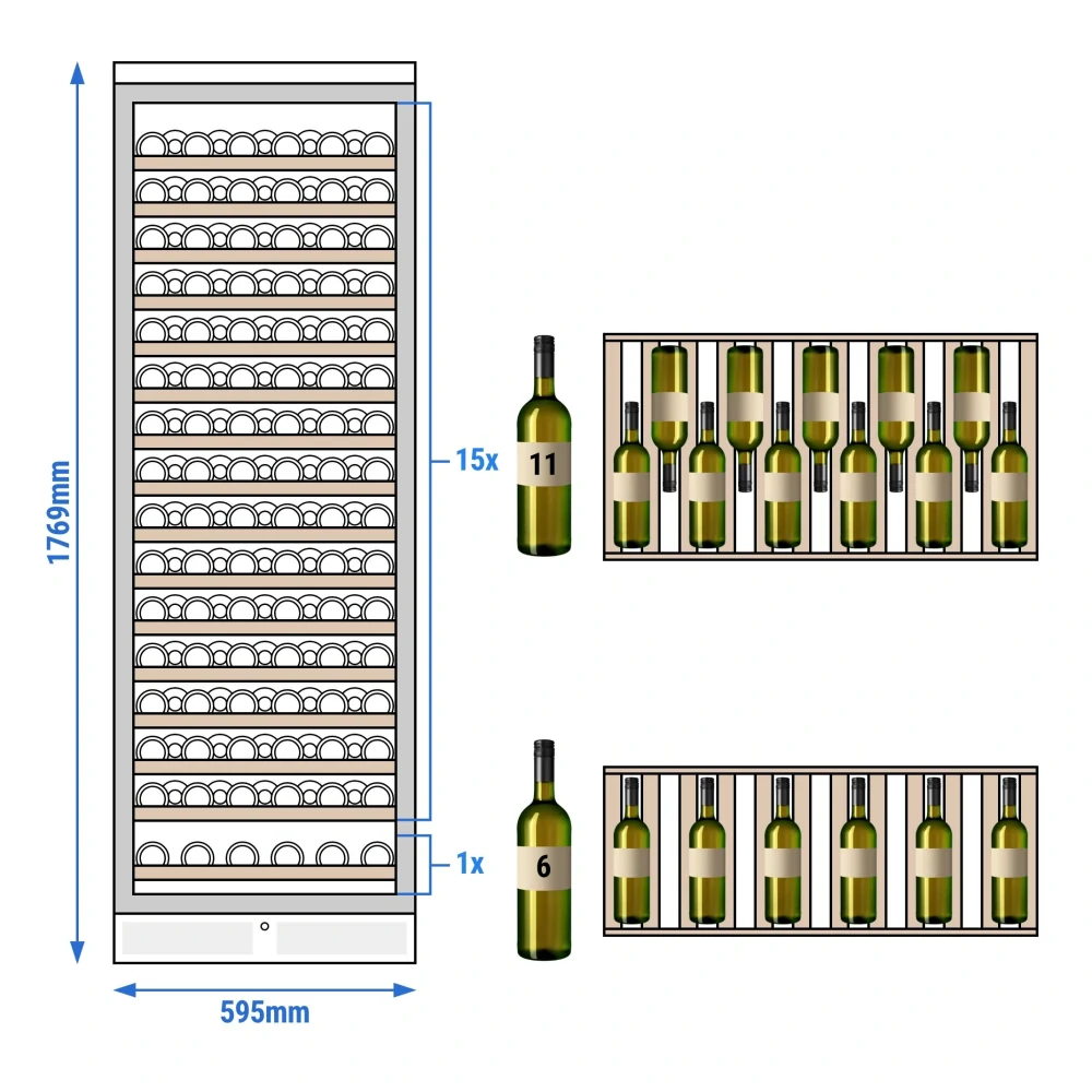 Vinotéka / Chladnička na víno - 1 klimatická zóna - 450 l - max. 171 lahví 