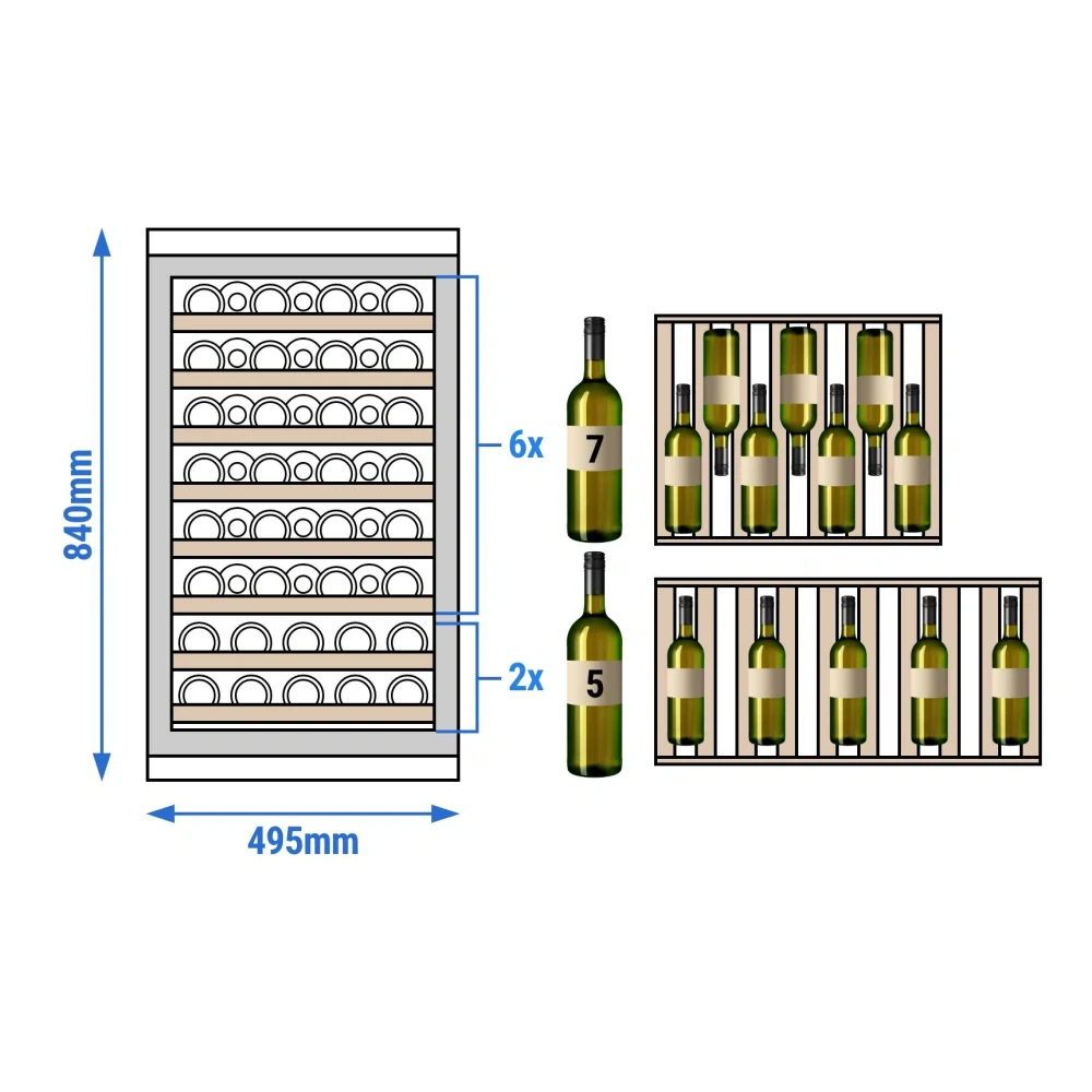 Vinotéka / Chladnička na víno - 1 klimatická zóna - 120 L - max. 52 lahví