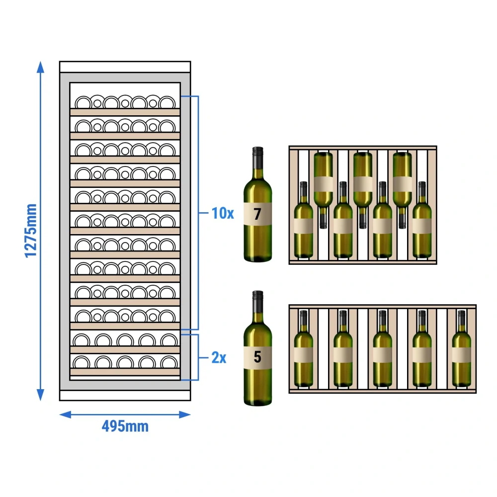 Vinotéka / Chladnička na víno - 1 klimatická zóna - 200 L - max. 80 lahví