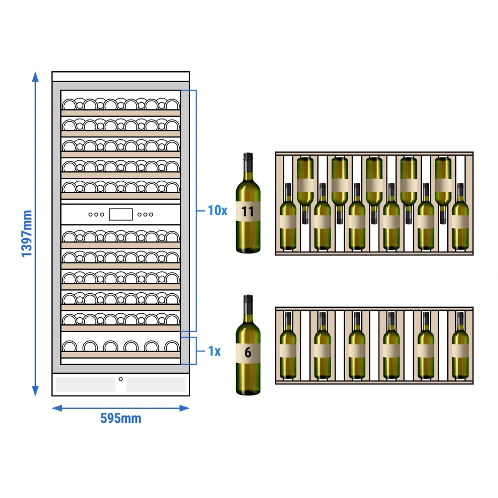 Vinotéka / Chladnička na víno - 2 klimatické zóny - 350 l - max. 116 lahví