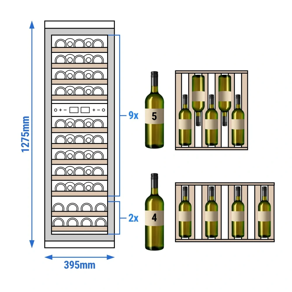 Vinotéka / Chladnička na víno - 2 klimatické zóny - 160 l - max. 53 lahví