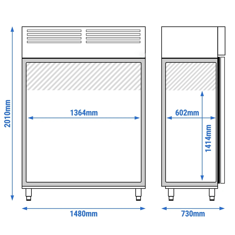 Nerezová skladovací lednice ECO - 1200 L - s 2 dveřmi