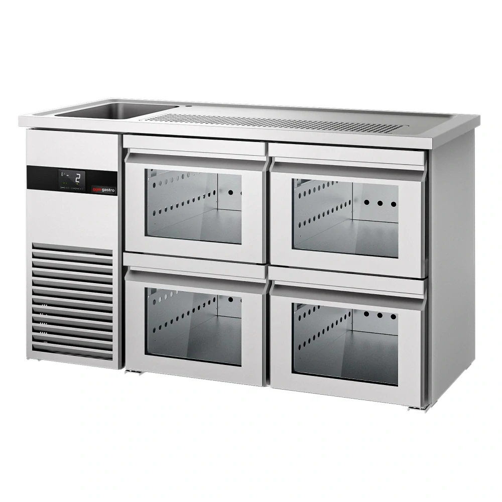 Výčepní pult PREMIUM - 1550x700 mm - 4 Skleněné zásuvky
