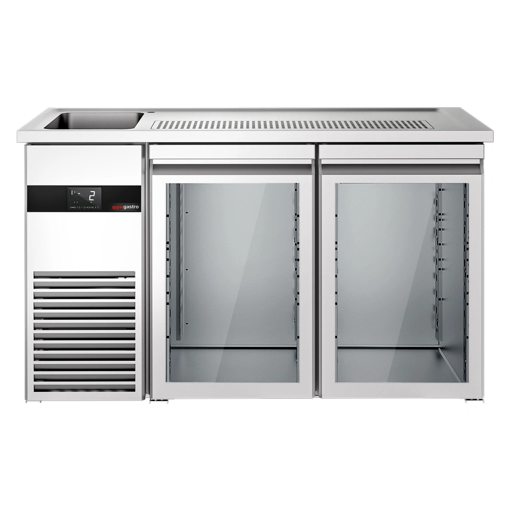Výčepní pult PREMIUM - 1550x700 mm - 2 skleněné dveře