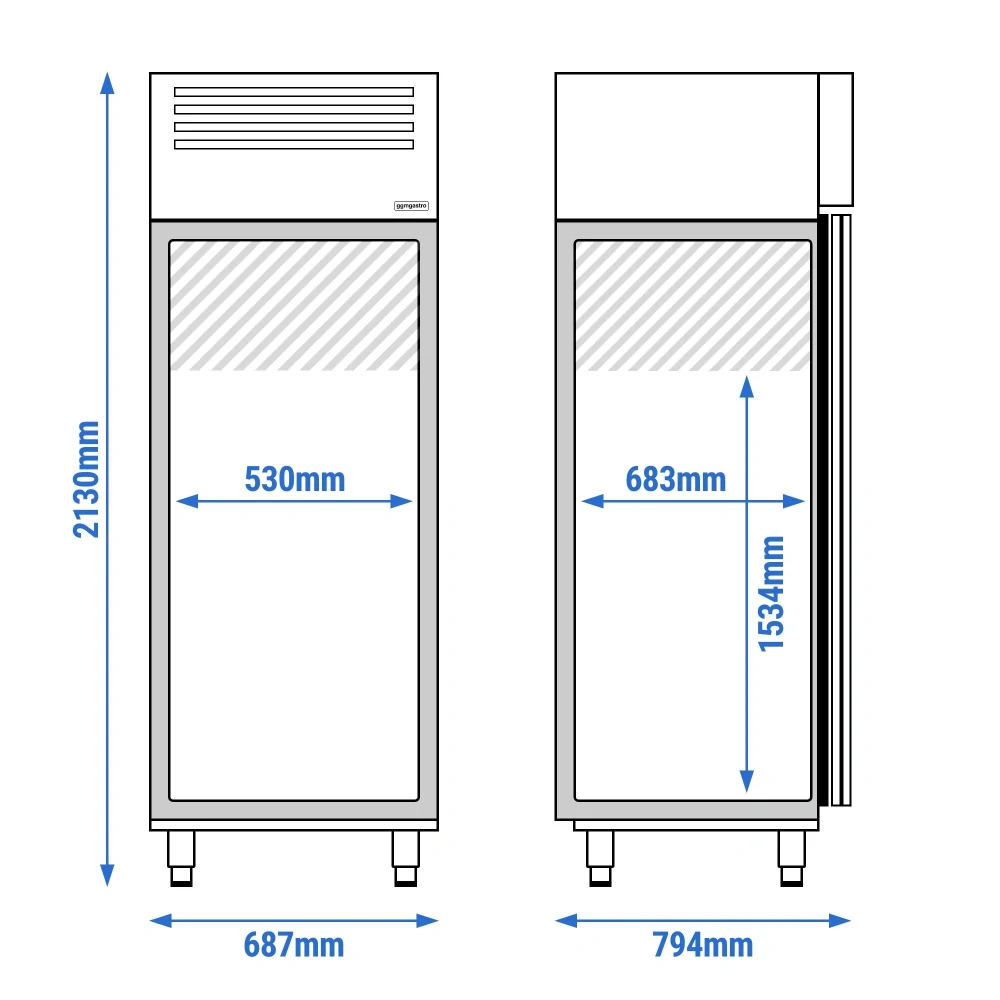 Nerezová pekárenský mrazk Premium PLUS - EN 600x400 - 560 L - s 1 dveřmi