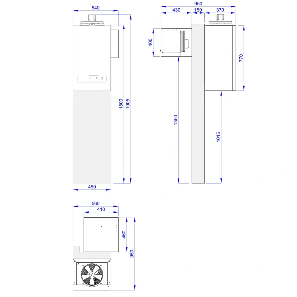 Nerezový mrazicí box - 1800x1500 mm - 3,47 m³ - vč. mrazicí jednotky a lamel