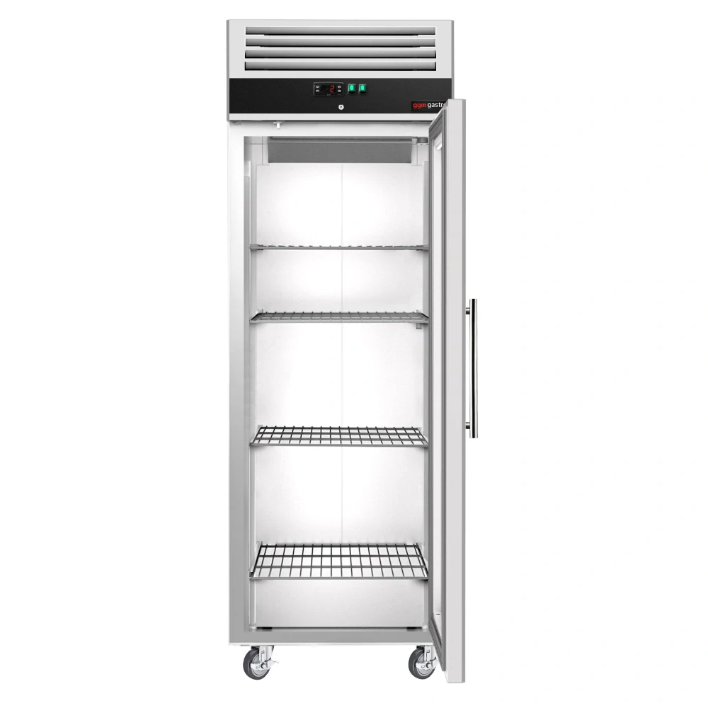 Nerezová skladovací lednice ECO - 600 L - s 1 skleněnými dveřmi