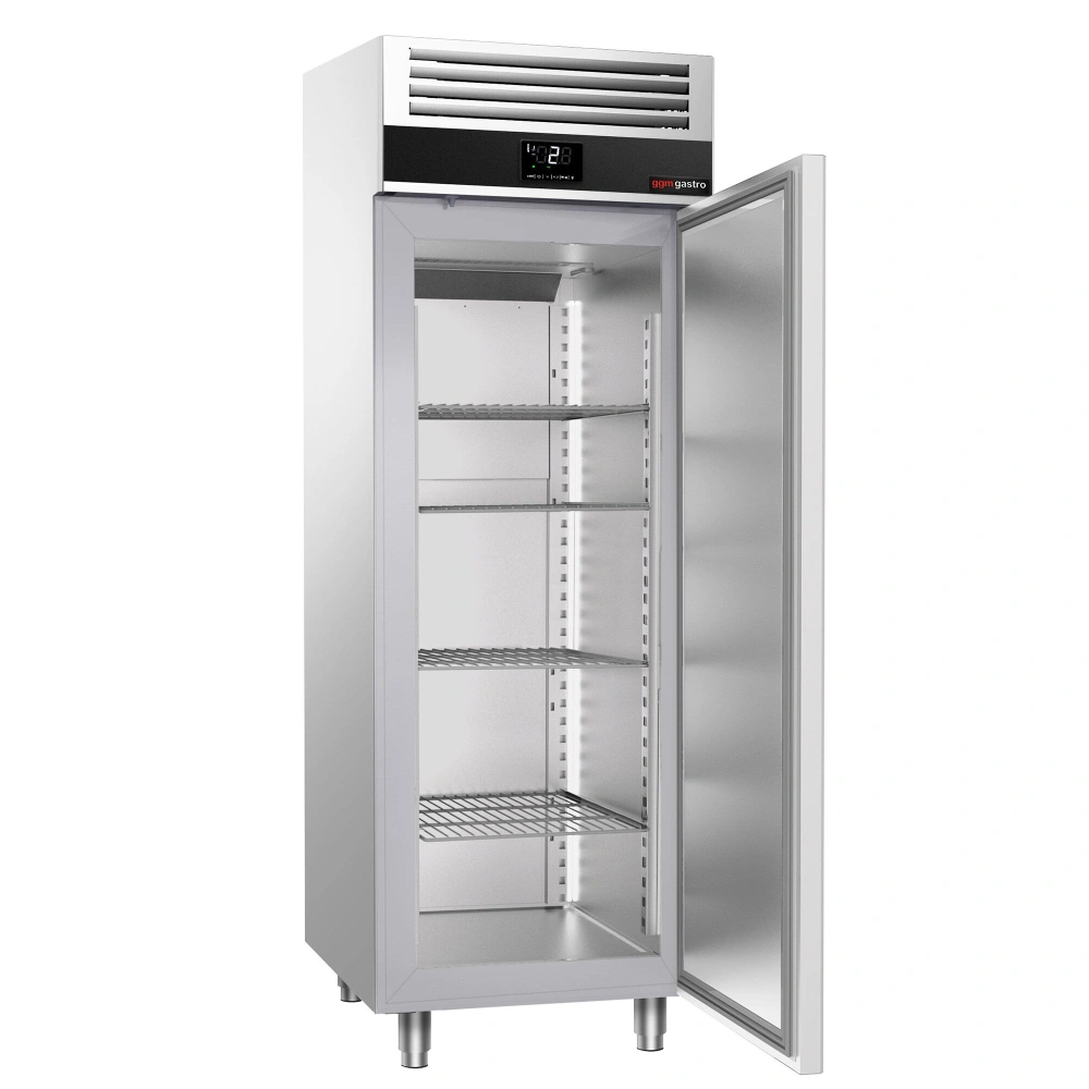 Lednice Nerezová ocel PREMIUM - GN 2/1 - 700 mm - 700 l - až +8 °C - s 1 dveře - Digitální termostat (EVCO; možnost záznamu teplot); Samočíselné dveře…