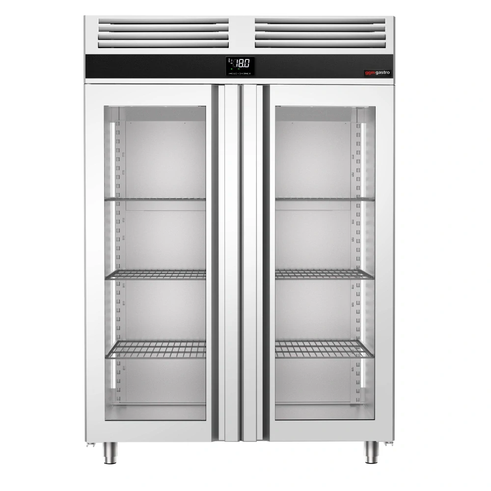 Nerezová mrazicí skříň PREMIUM - GN 2/1 - 1400 L - Se 2 prosklenými dverami