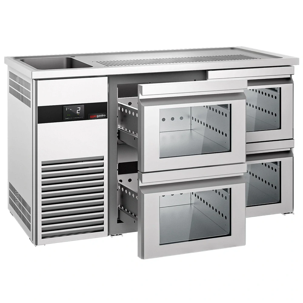 Výčepní pult PREMIUM - 1550x700 mm - 4 Skleněné zásuvky