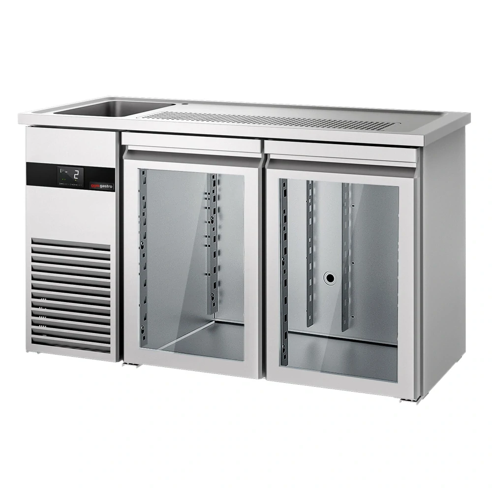 Výčepní pult PREMIUM - 1550x700 mm - 2 skleněné dveře