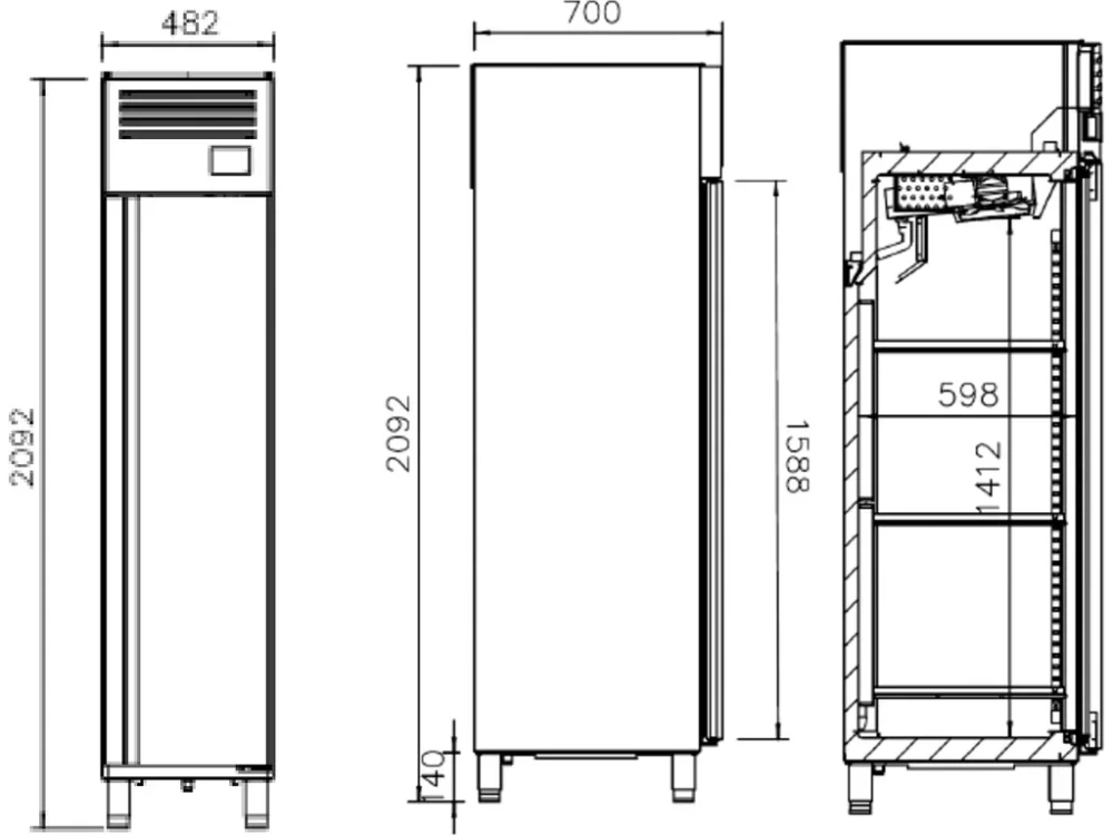 Nerezová mrazicí skříň PREMIUM PLUS - GN 1/1 - 325 L - Se 1 skleněnými dveřmi