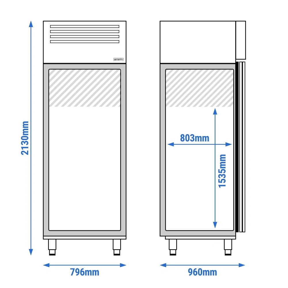 Pekařská nerezová lednice Premium Plus - EN 600x400 - 785 L - 796x960 mm - s 1 dveřmi