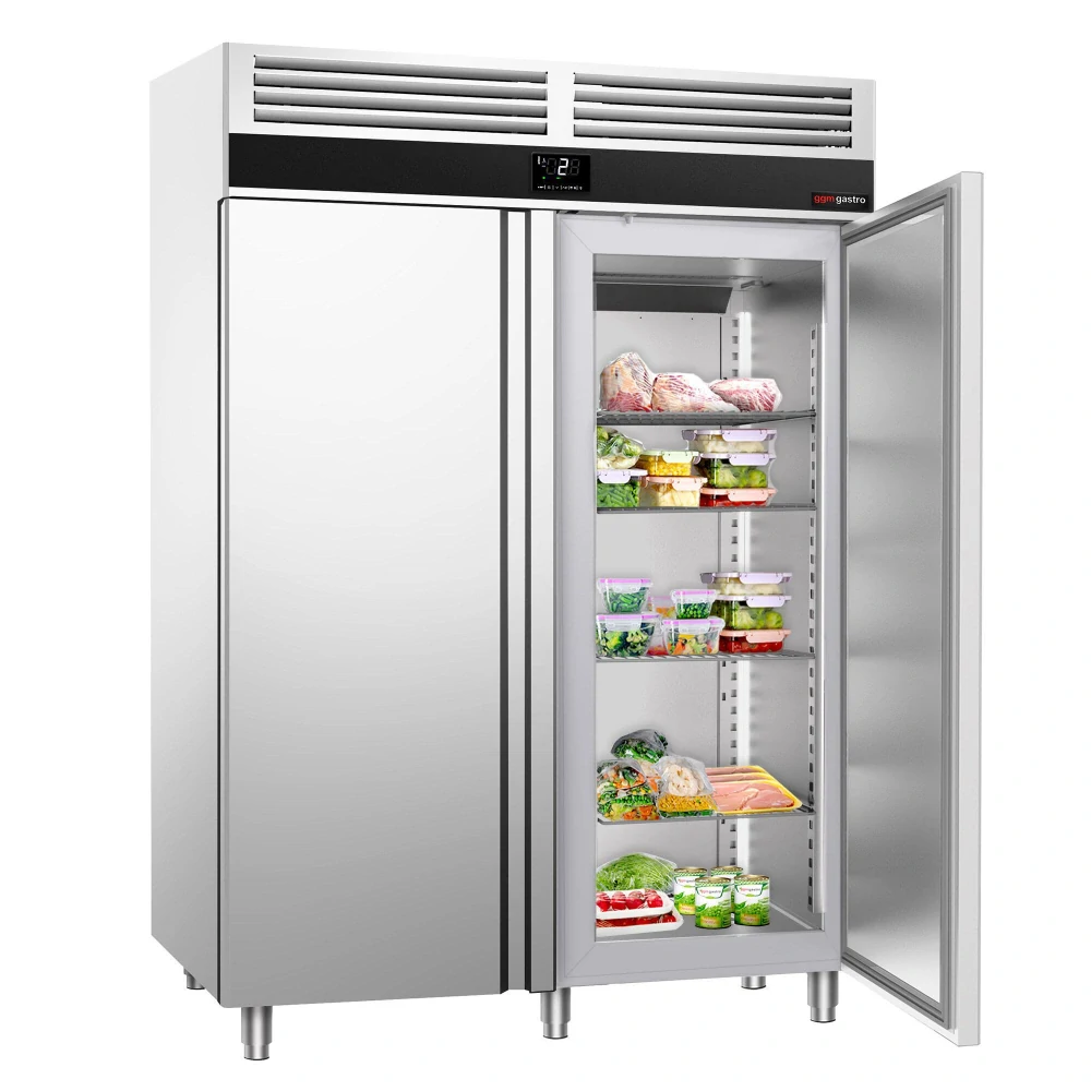 Nerezová chladicí skříň PREMIUM - GN 2/1 - 1 400 l - Se 2 dveřmi