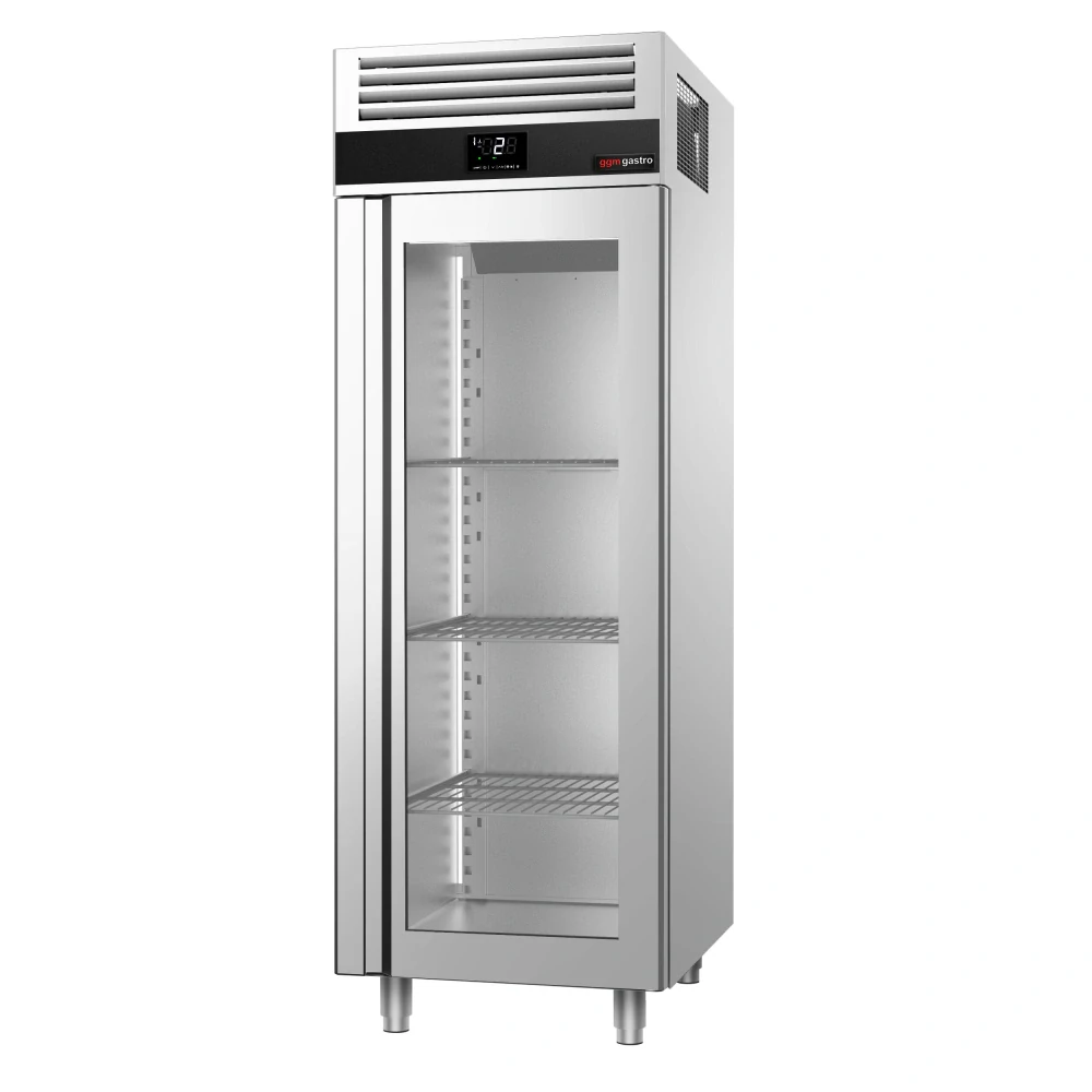 Nerezová skladovací lednice PREMIUM - 700 L - s 1 prosklenými dveřmi