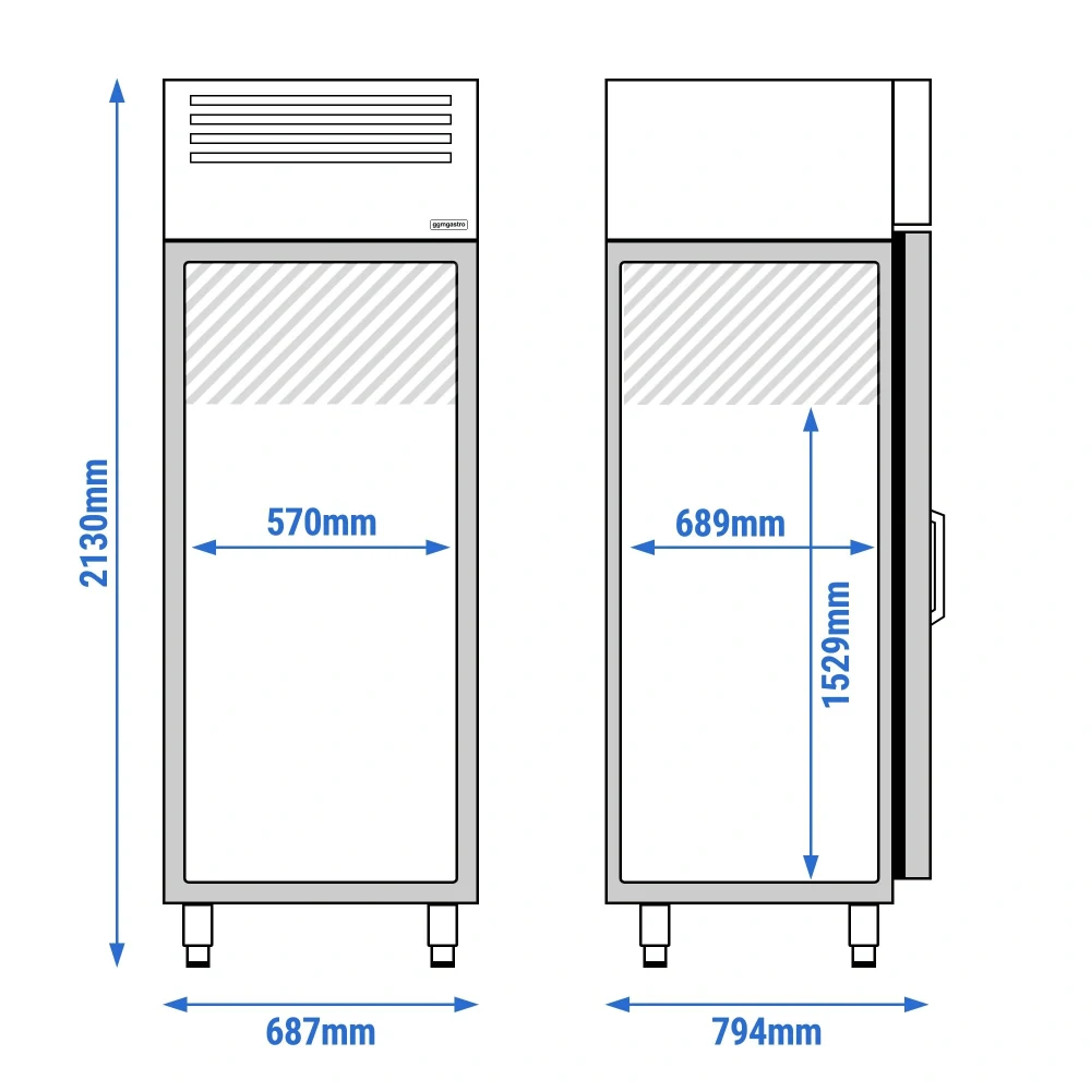 Nerezová mrazicí skříň Premium PLUS - GN 2/1 - 560 L - s 1 skleněnými dveřmi