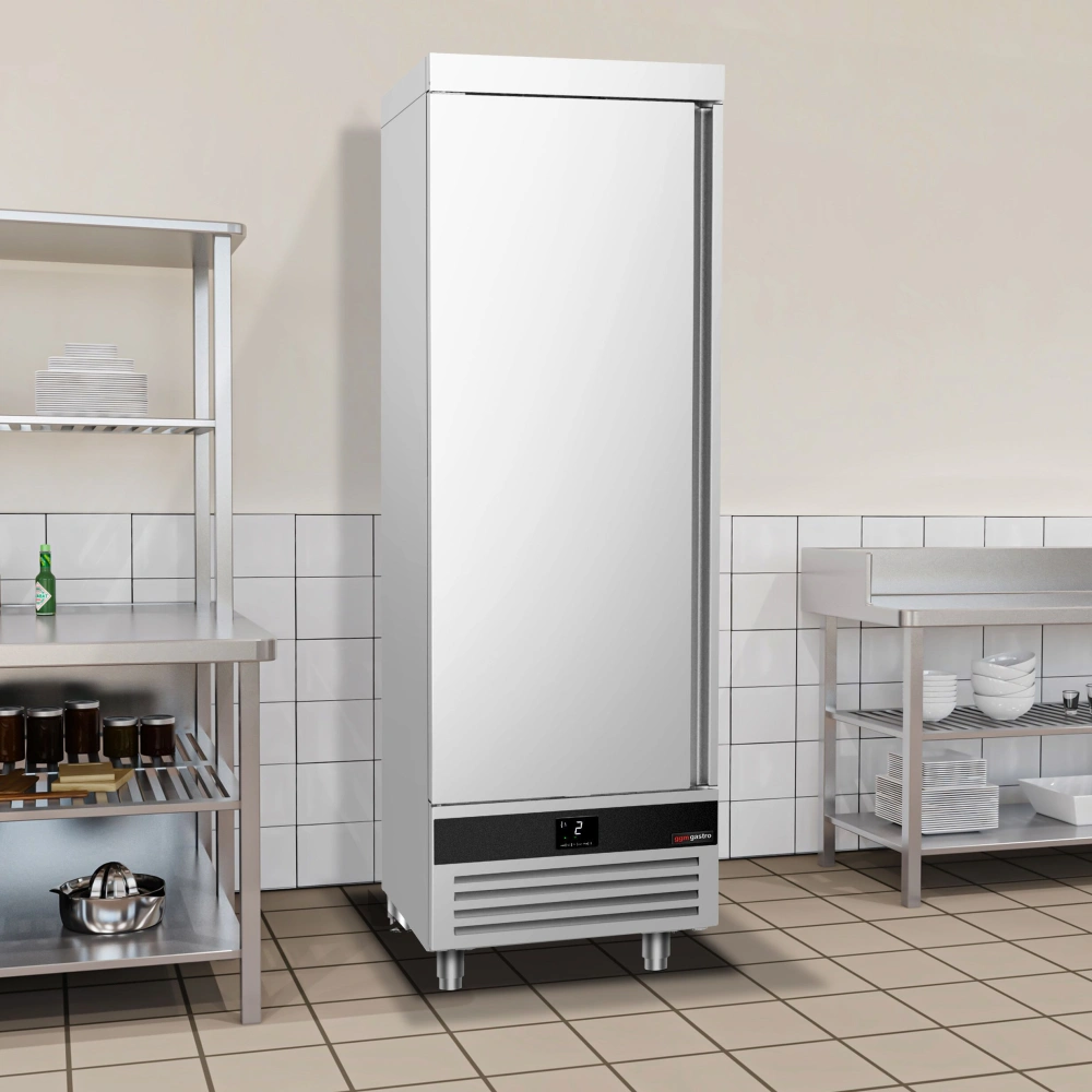 Nerezová chladicí skříň PREMIUM - GN 2/1 - 700 mm - 700 l - až +8 °C - s 1 dveře - Digitální termostat; Samozavírací dveře; Ventilované chlazení;…