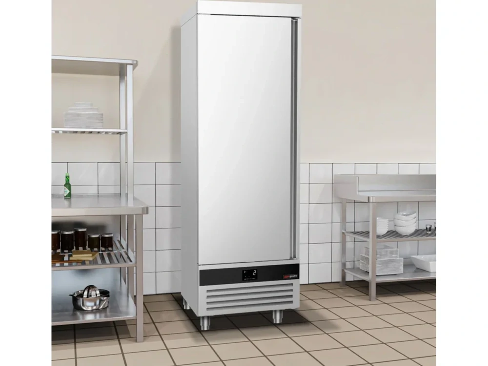 Nerezová skladovací lednice PREMIUM - 600 L - s 1 prosklenými dveřmi