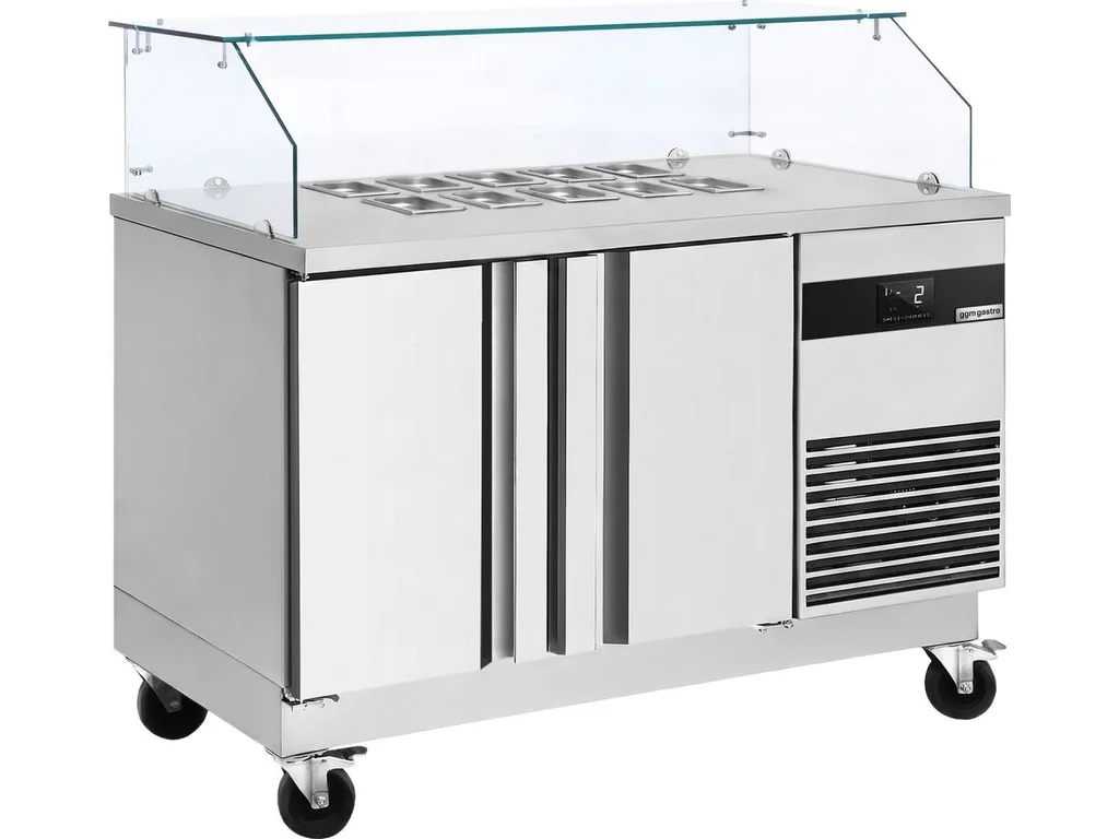 Saladeta PREMIUM - 1400 mm - 2 dveře - se skleněným nástavcem pro 6x GN 1/6