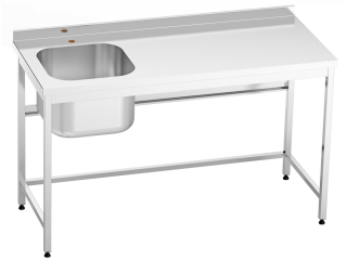 Nerezový stůl s dřezem vlevo 110x60x85cm, (dřez 45x45x30cm)