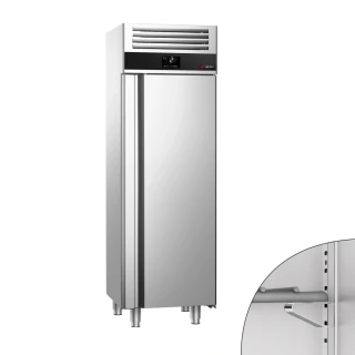 Nerezová skladovací lednice PREMIUM - 400 L - s 1 prosklenými dveřmi