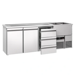 Výčepní pult PREMIUM - 2500x700 mm - 2 dveře & 3 zásuvky