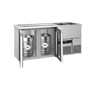 Výčepní pult PREMIUM - 1950x700 mm - 2 skleněné dveře