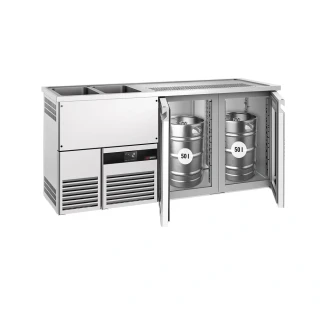 Výčepní pult PREMIUM - 1950x700 mm - 2 skleněné dveře