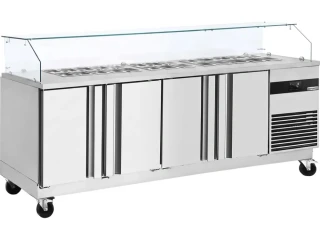 Saladeta PREMIUM - 2330 mm - 4 dveře - se skleněným nástavcem pro 10x GN 1/6