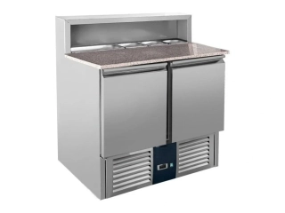 Chladící stůl se saladetou a granitovou deskou - 0,9 x 0,7 m - se 2 dvířky