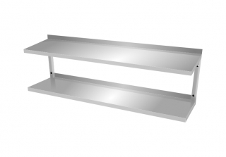 Nerezová nástěnná dvojpolice 140x30x36cm