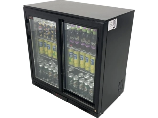 Barová lednička – 0,9 m – 190 l – se 2 skleněnými dvířky a 2 policemi – černá