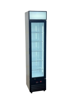 Prosklená chladicí vitrína SLIM 145 l – úzká gastro lednice s LED osvětlením